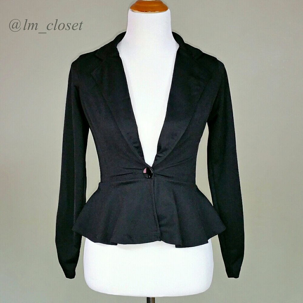 Single Button Stretch Blazer - Black